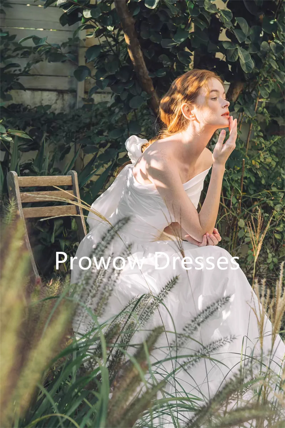 Prowow Simple Ivory A Line Wedding Dress Korea Photoshoot Pleats Taffeta Floor Length Bridal Gown With Bolero Customized