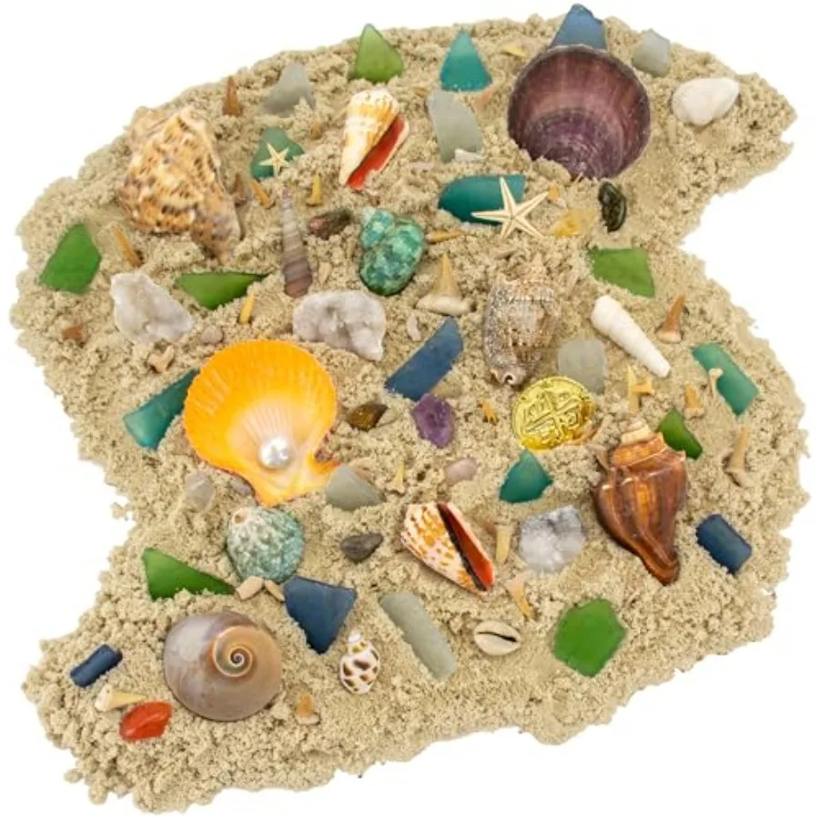 Beachcomber Treasure Hunt 2-Pack - Beach Paydirt With Shells, Sea Glass, Pearl, Fossils And Crystals
