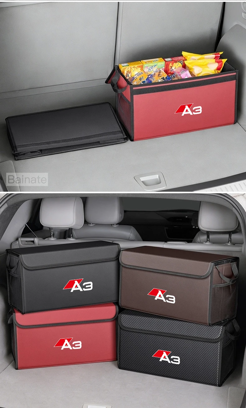 Auto-Kofferraum Leder-Aufbewahrungsbox, Innenraum-Organizer für AUDI A3 8v1 8vk 8vs 8vm S3 RS3 2012-2025, Großes Fassungsvermögen Zubehör – Detail 12