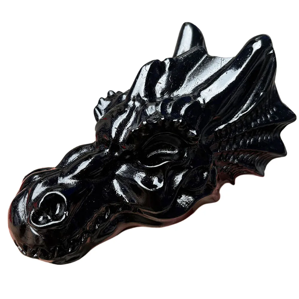 Custom 12cm Black Obsidian Dragon Head Crystal Carving - Handcrafted Healing Gemstone Mythical Creature Figurine