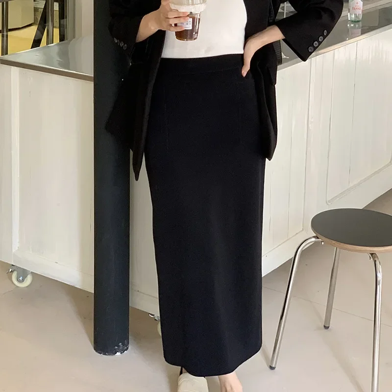 Pop 2024 Early Spring WarmSide High-Waisted Slimming Medium-Length A- Line Bodycon Skirt Wholesale Smooths Your Silhouette