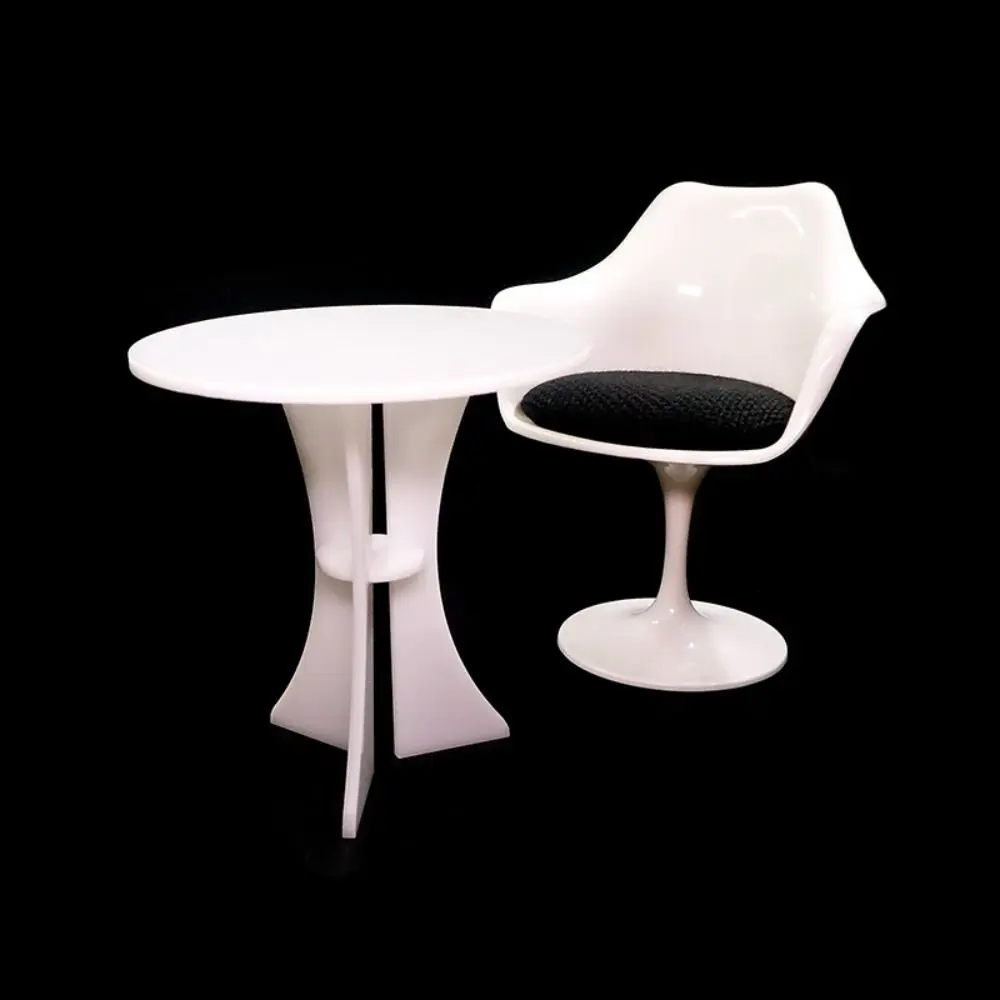 Chaise à jambes rondes pour poupée, échelle 1/6, accessoires, modèle de scène, chaise de loisirs rotative Miniature, maison de jeu en plastique