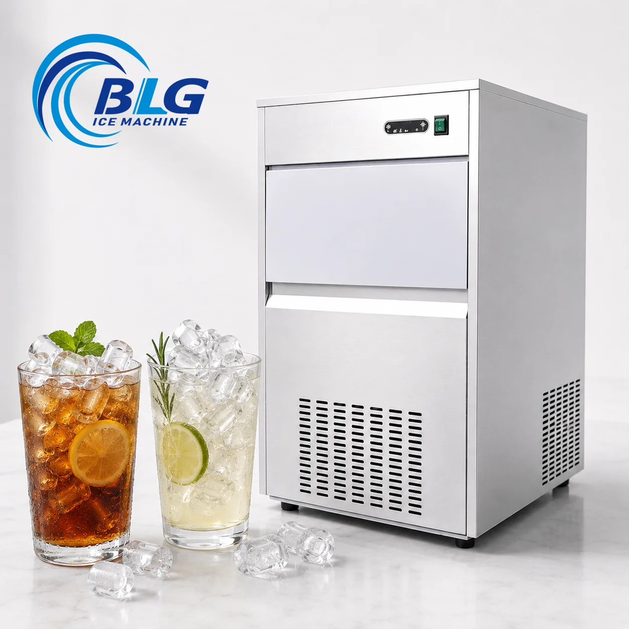 50kg 100kg Large Capacity Commercial Bullet Ice Maker High Efficiency Round Bullet Ice Production Equipment