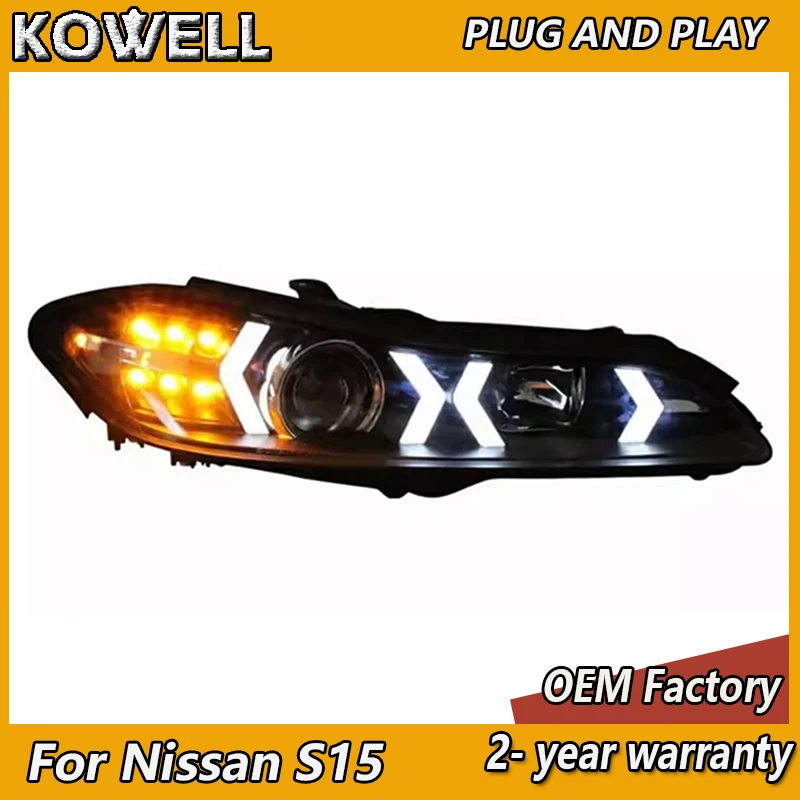 

Car Styling for Nissan Silvia S15 Headlights 1999-2014 S15 Headlamp DRL Turn Signal Low High Beam Projector Lens