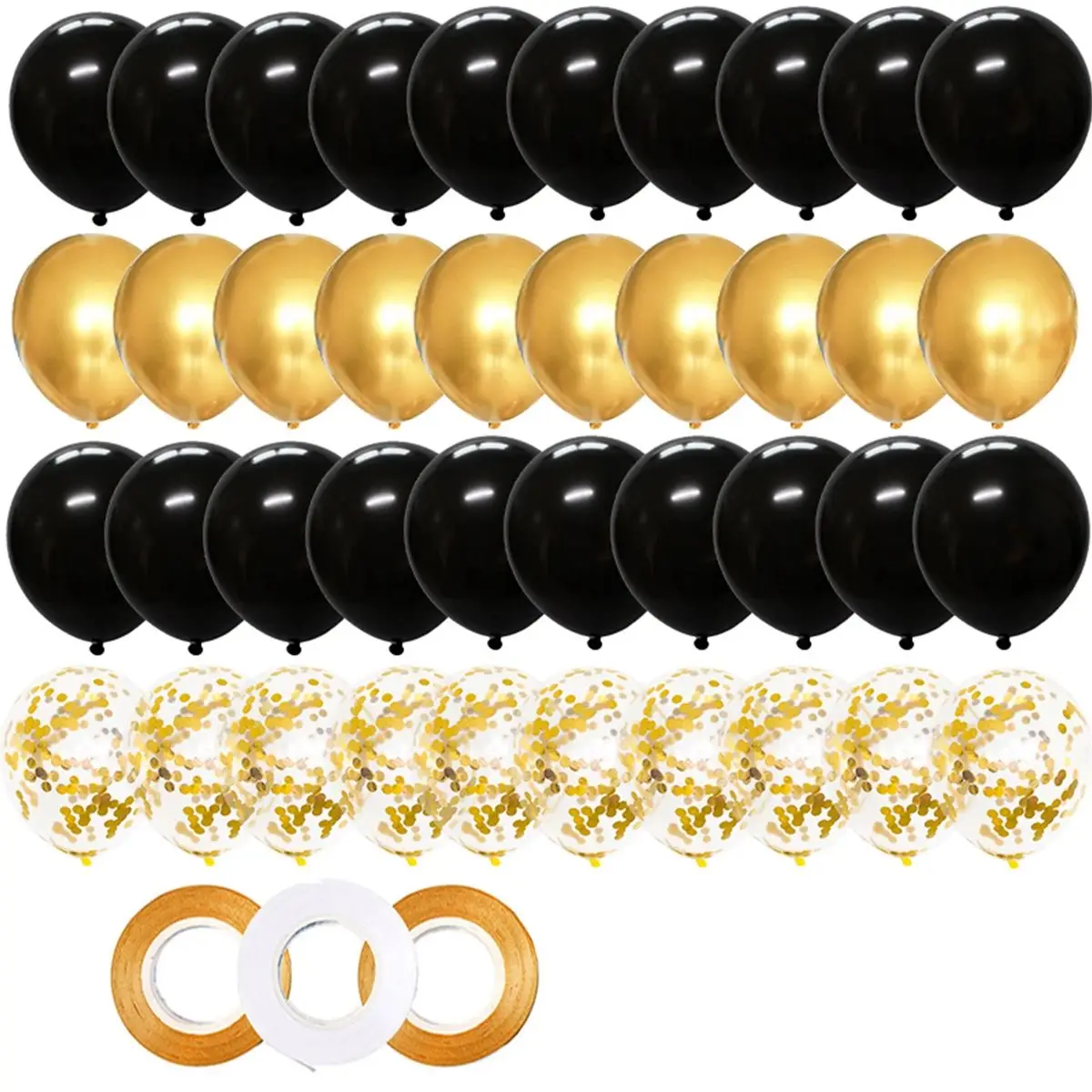 40pcs 12inch Gold Black Mixed Confetti Latex Balloons Boy Girl Birthday Adult Woman Man Party Decorations Graduation New Year