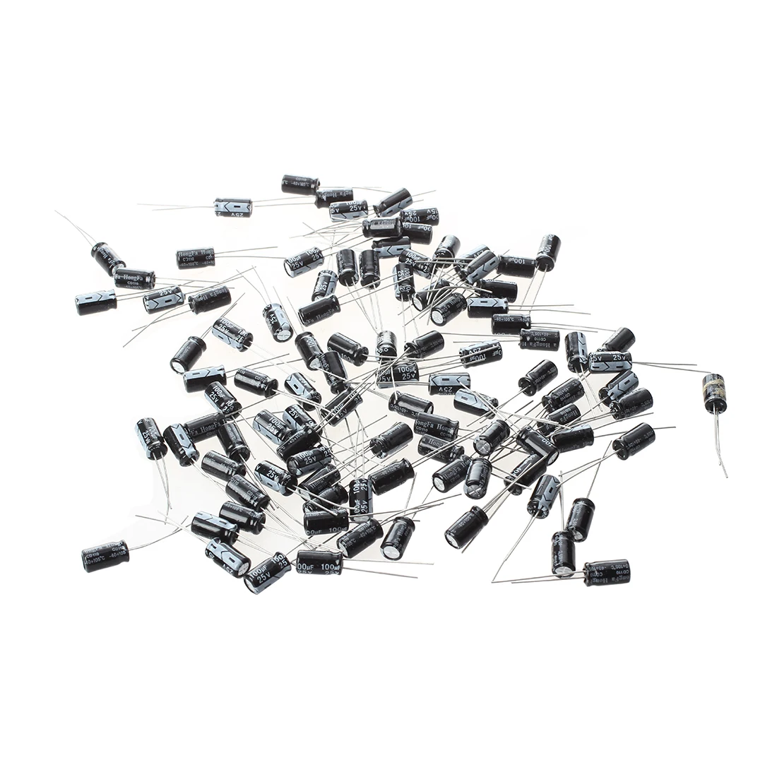 A49T SODIAL(R) 100 Pcs 6 x 11mm 100uF 25V Radial Aluminum Electrolytic Capacitors