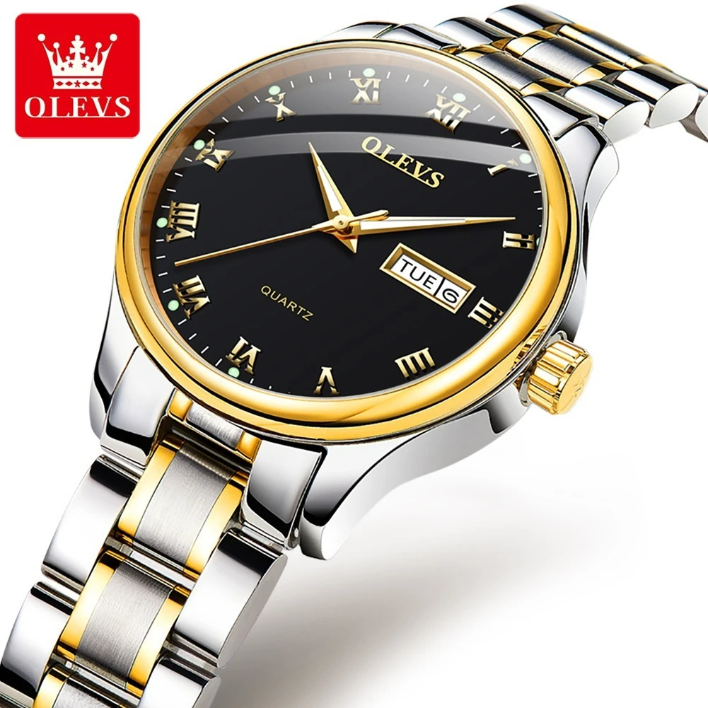 

OLEVS 5568 Business Quartz Watch Gift Round-dial Alloy Watchband Week Display Calendar Luminous