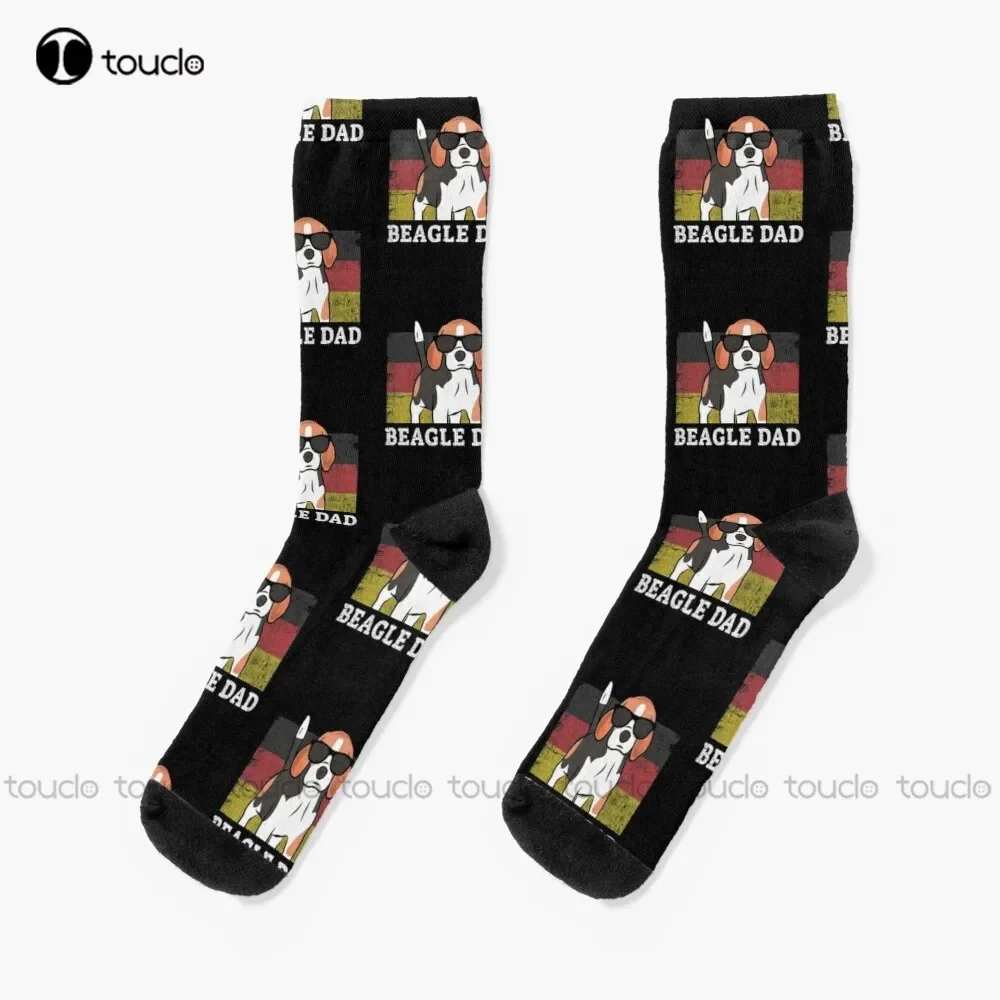 Beagle Dad German Flag Gift Idea For Dog Owner Socks Soccer Socks Girls Cartoon Street Skateboard Socks 360° Digital Print Retro