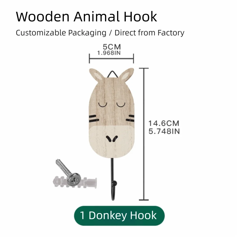 

Decoration Solid Wood Perforated Hook Hickory Wood Small Animal Animal Hook Rabbit Shape Cute Design Nordic Hook Entrance