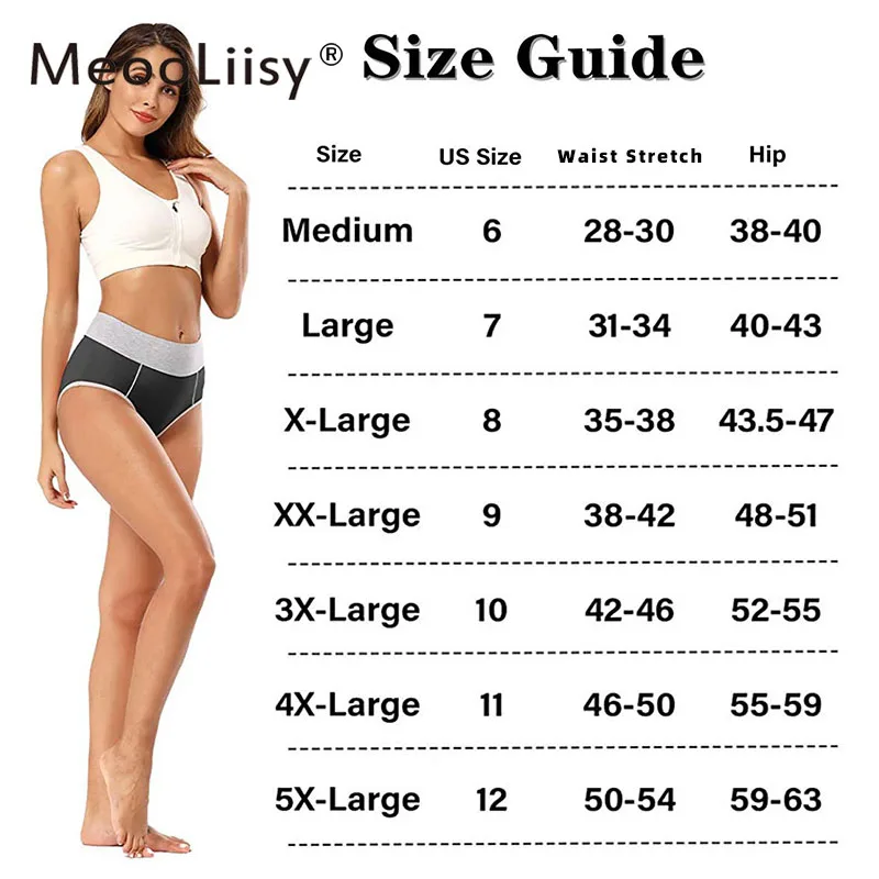 MeooLiisy Plus Size mutandine 5XL a vita media per le donne slip in cotone tinta unita sollevano i fianchi pantaloni