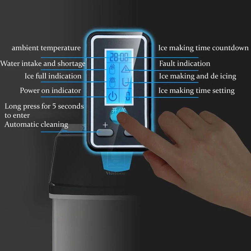 Ice Cube Maker Machine Countertop Self-Cleaning Portable Compact Ice Making Machine 160W