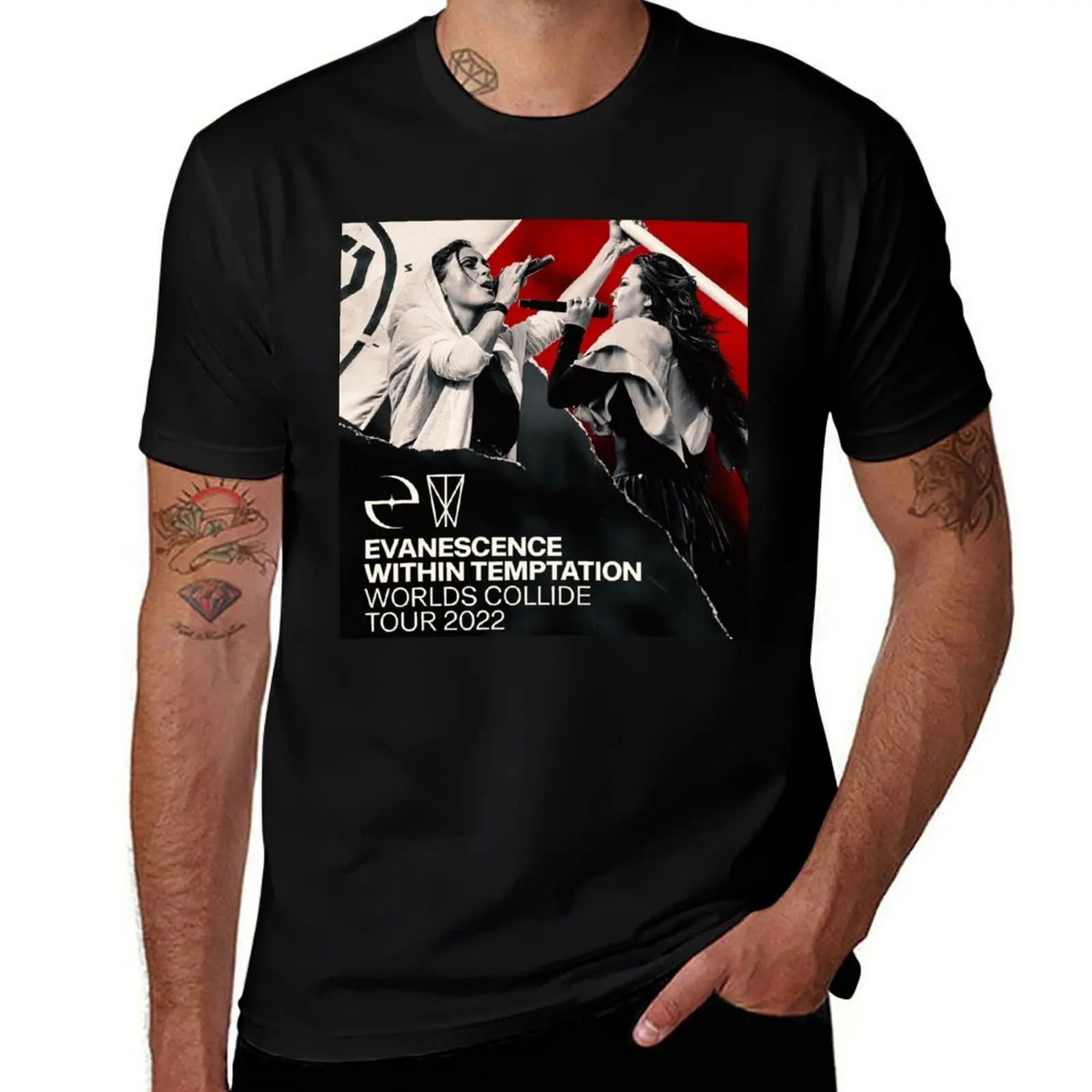 

evanescence temptation collide tour 2022 masmart T-Shirt man t shirt cotton high quality printed t shirts for man T-Shirt