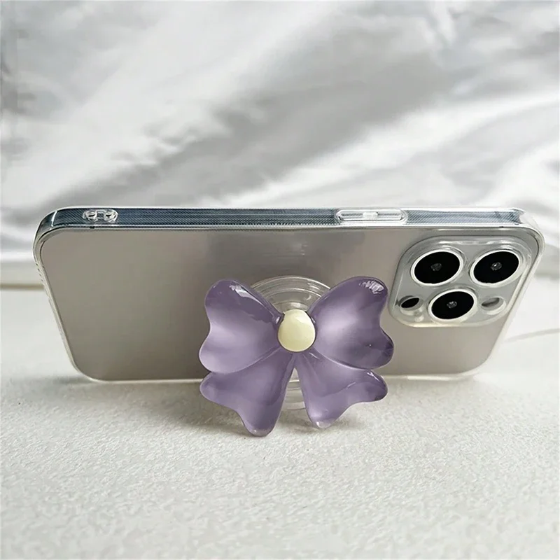 Cute Socket Talk Grip Candy Colored Bow Phone Grip Desktop Stand Resin Butterfly Knot Foldable Holder Mobile Accessory
