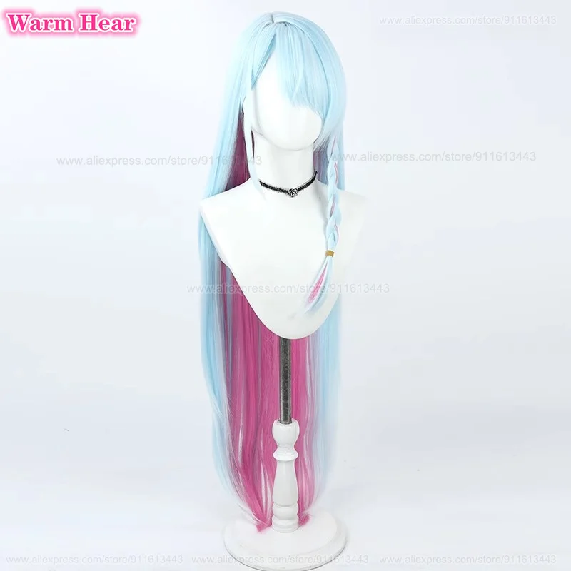 New Skin Arona Synthetic Wig Anime 103cm Long Blue Pink Mixed Straight Hair Cosplay Anime Wig Heat Resistant Party Wigs +Wig Cap