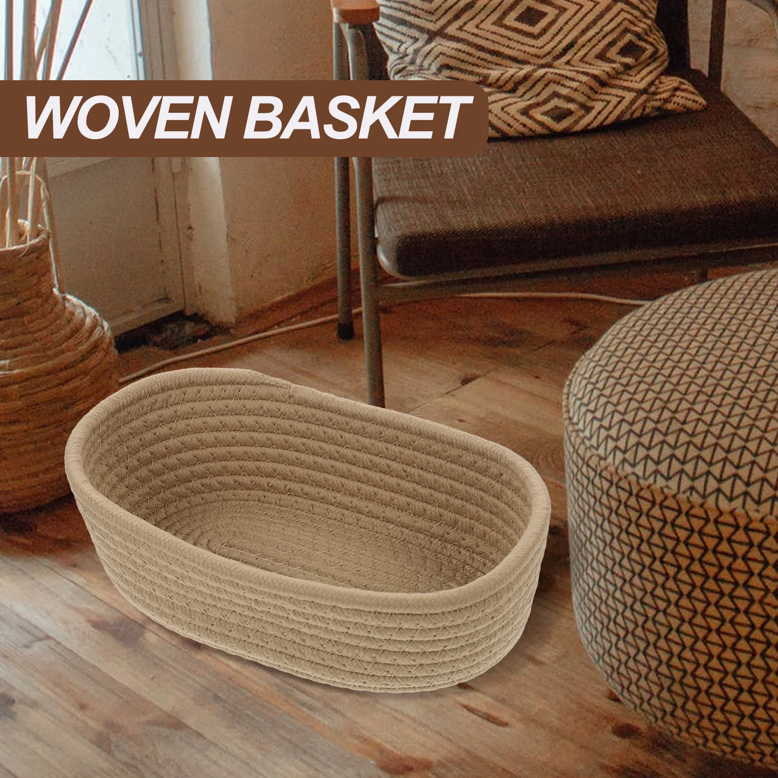 

Woven Storage Basket Cotton Sundry Organizer Large Container For Home Decor Desktop Daily Items