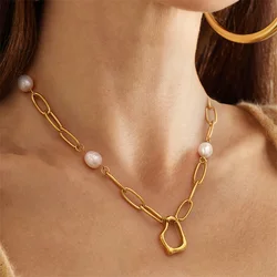 Yori Ocean Style Stainless Steel Natural Pearl Drop Necklace Bracelet Anti Allergic Metal High Quality Daily Jewelry Gift