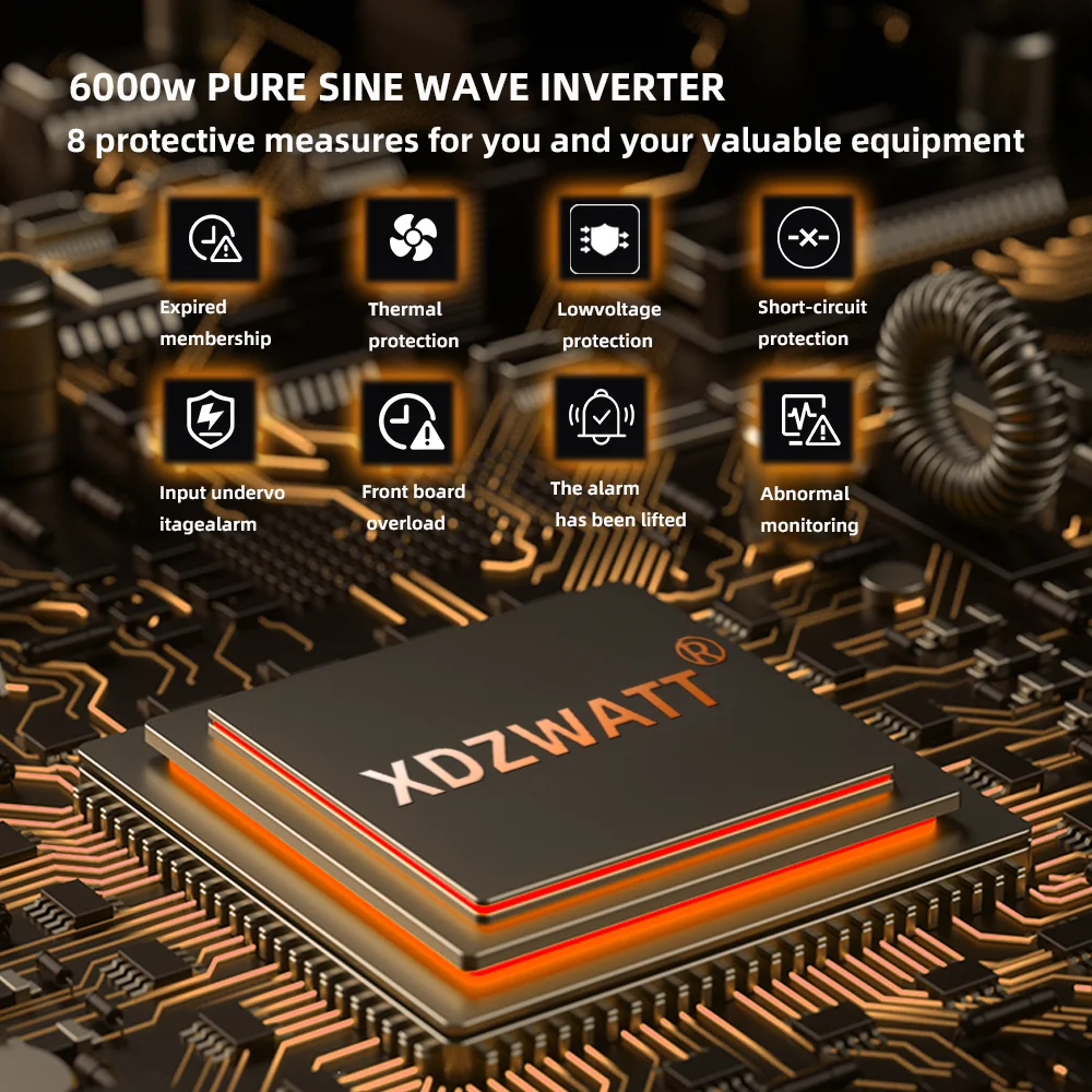 Pure Sine Wave Inverter DC 12V to AC 220V 50HZ EU Socket 6000W LED Voltmeter Converter Transformer