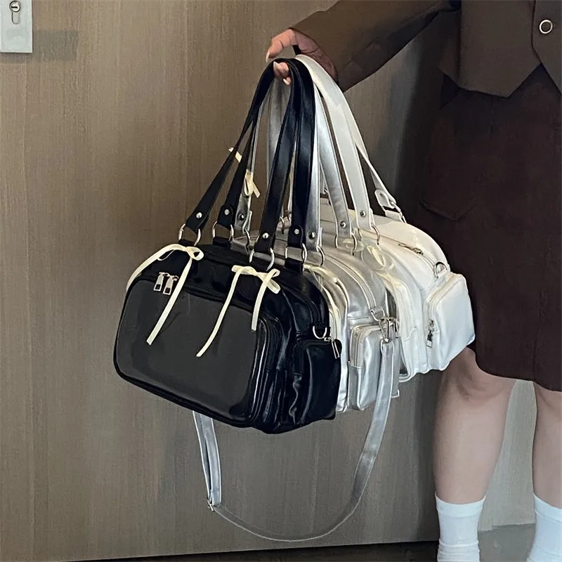 

Harajuku Cute Double Bow Ita Bag Women School Style Spacious Multifunctional Backpack Ladies Japanese Transparent Crossbody Bag