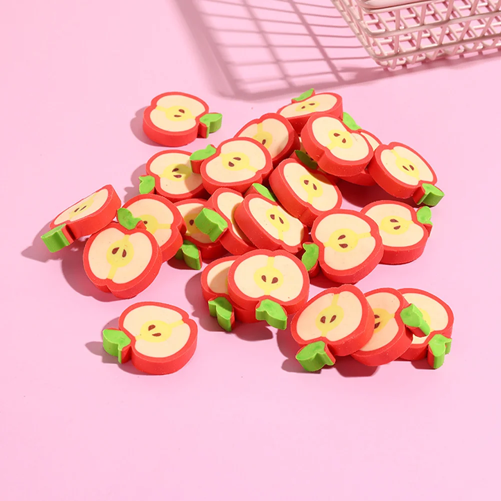 100 Pcs Student Pencil Eraser Fruit Party Supplies Apple Cartoon Mini Erasers Kids