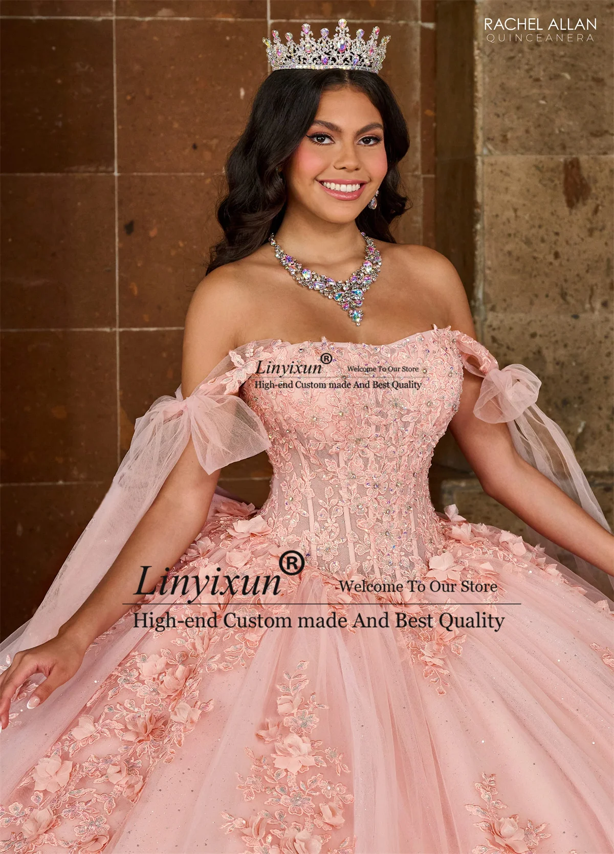 

Бальное платье 3D Floars Quinceanera Платье с аппликациями Кружева и блестками Сладкие 16 платьев по индивидуальному заказу с открытыми плечами Vestidos De 15 Anos