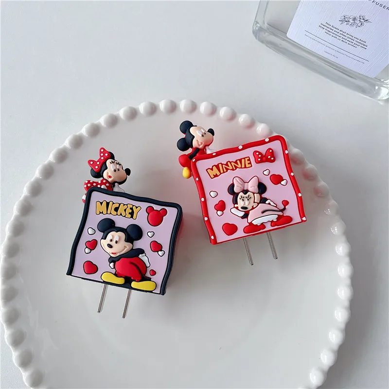 Cartoon Minnie Mickey Charging Protective Case for Apple Fast Charging Head 18/20W Anti Drop Cable Organiser Charger Protector