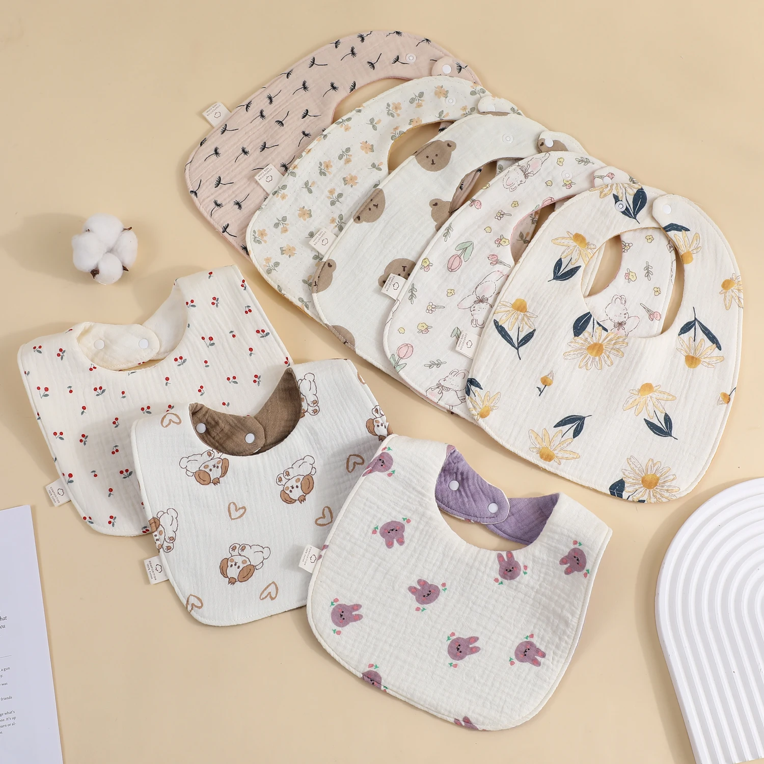 

Boys and Girls Pure Cotton Candy Muslim Comfortable Saliva bib Baby Solid Lace Saliva Towel Saliva Towel Baby Supplies