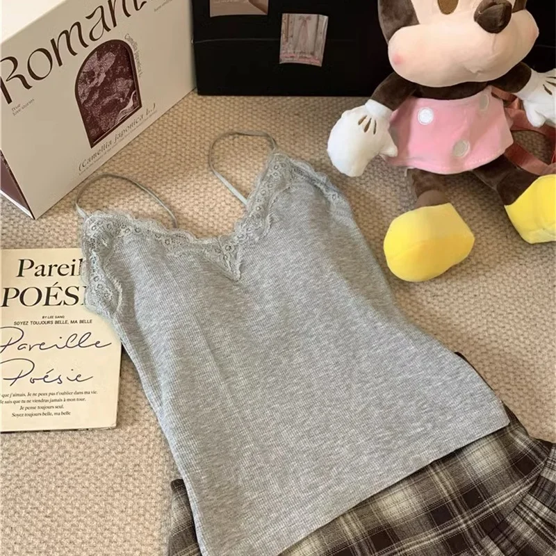 Sexy Lace Patchwork  Strap Women's Base Layer Pure Color ort Svel Vest Top Nylon Spandex Blend Autumn Winter Outfit image 5