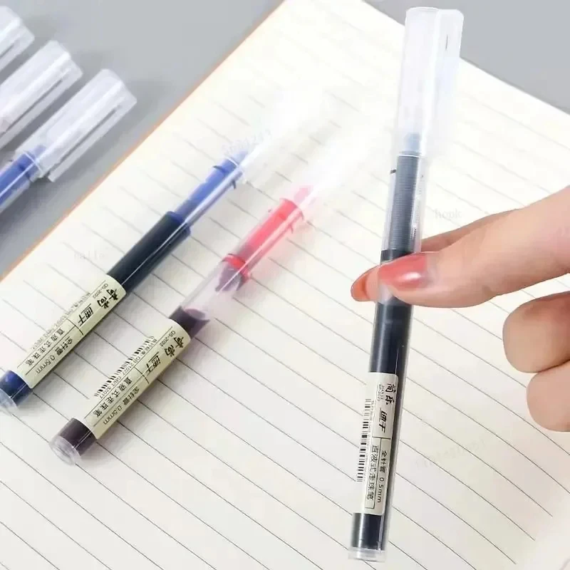 10pcs Student Neutral Straight Liquid Type Ballpoint Gel Pen 0.5mm Black Blue Red Writing Tools School Office Stationery