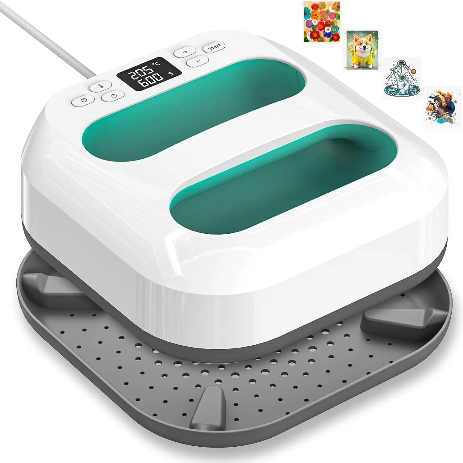 Handheld Heat Press Machine 9''x9'' Iron Press Fast Heat Up Adjustable Temperature and Timer Auto Shutdown Safety Function