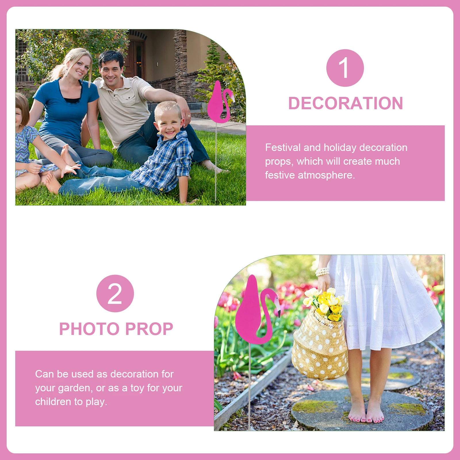 

1pc Flamingo Decoration Props For Garden Beach Backyard Lawn Outdoor Decor Picks Flamingo Shape Pick Garden Ornament 'S