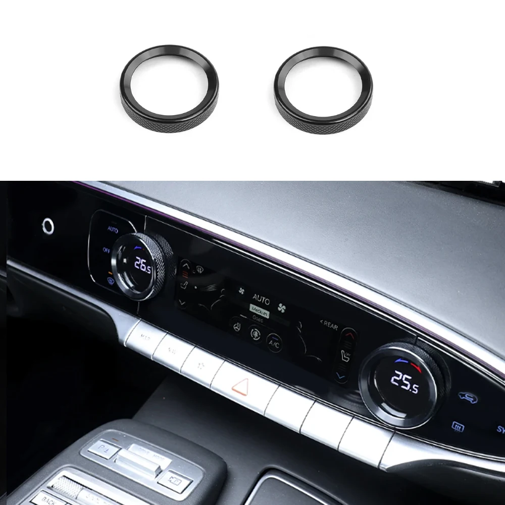 For Genesis GV70 2022-2025 2PCS Aluminum Alloy Air Conditioner Volume Knob Ring Cover Car Supplies Accessories