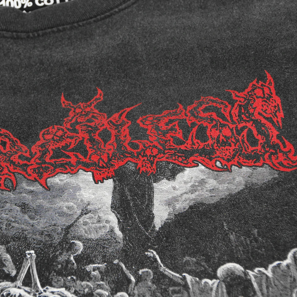激レア THE MERCILESS CONCEPT バンドTシャツ デスメタル Metal Skull T-Shirt Men's Cotton Tee Washed Black Gray