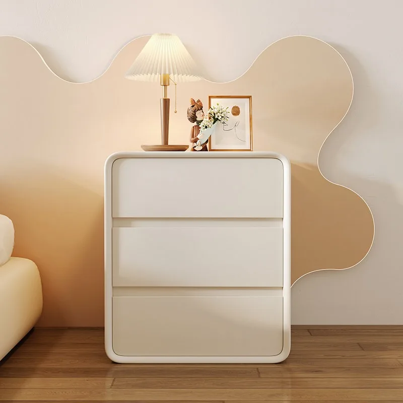 Installation-free all solid wood light luxury modern simple three-draw chest bedroom mini storage bedside table floor-to-ceiling