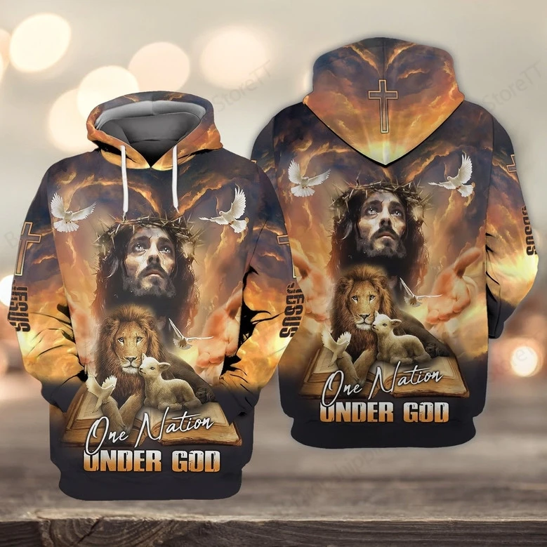 Lion Cross 3D Print Hoodie Men Women Fashion Jesus Faith Hoodie Sweatshirt Autumn Winter Coat Unisex Tracksuit Mens Clothng Teen