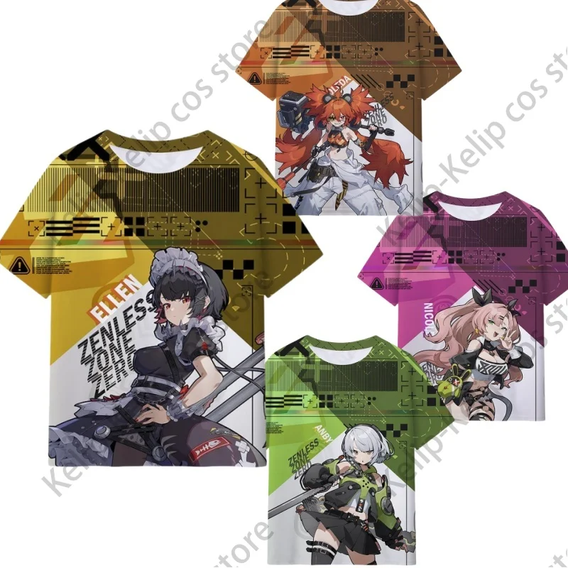 Zenless Zone Zero Von Lycaon Belle Ellen Joe Koleda Anby Nicole Grace Cosplay T-Shirt Summer Short Sleeve Tops Street Sport Suit