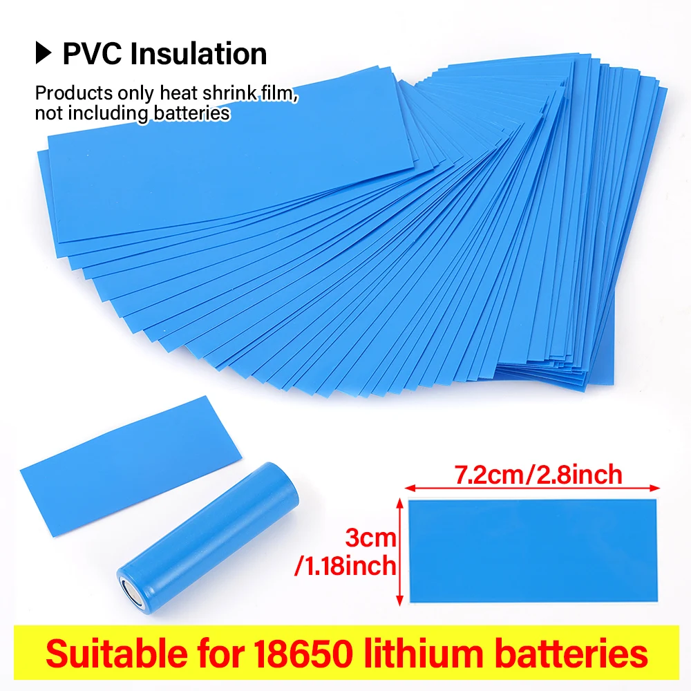 50/100Pcs PVC Heat Shrink Tubing Battery Wrap Self-Adhesive Insulator Shrinkable Sleeve Protect Tubing For 18650 Lithium Battery