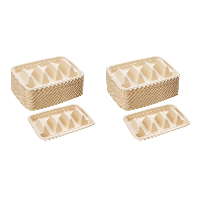 tforu-50個使い捨てタコスホルダー、パーティー用、タコス皿ホルダー、3個のタコス用スタンド、パーティー用