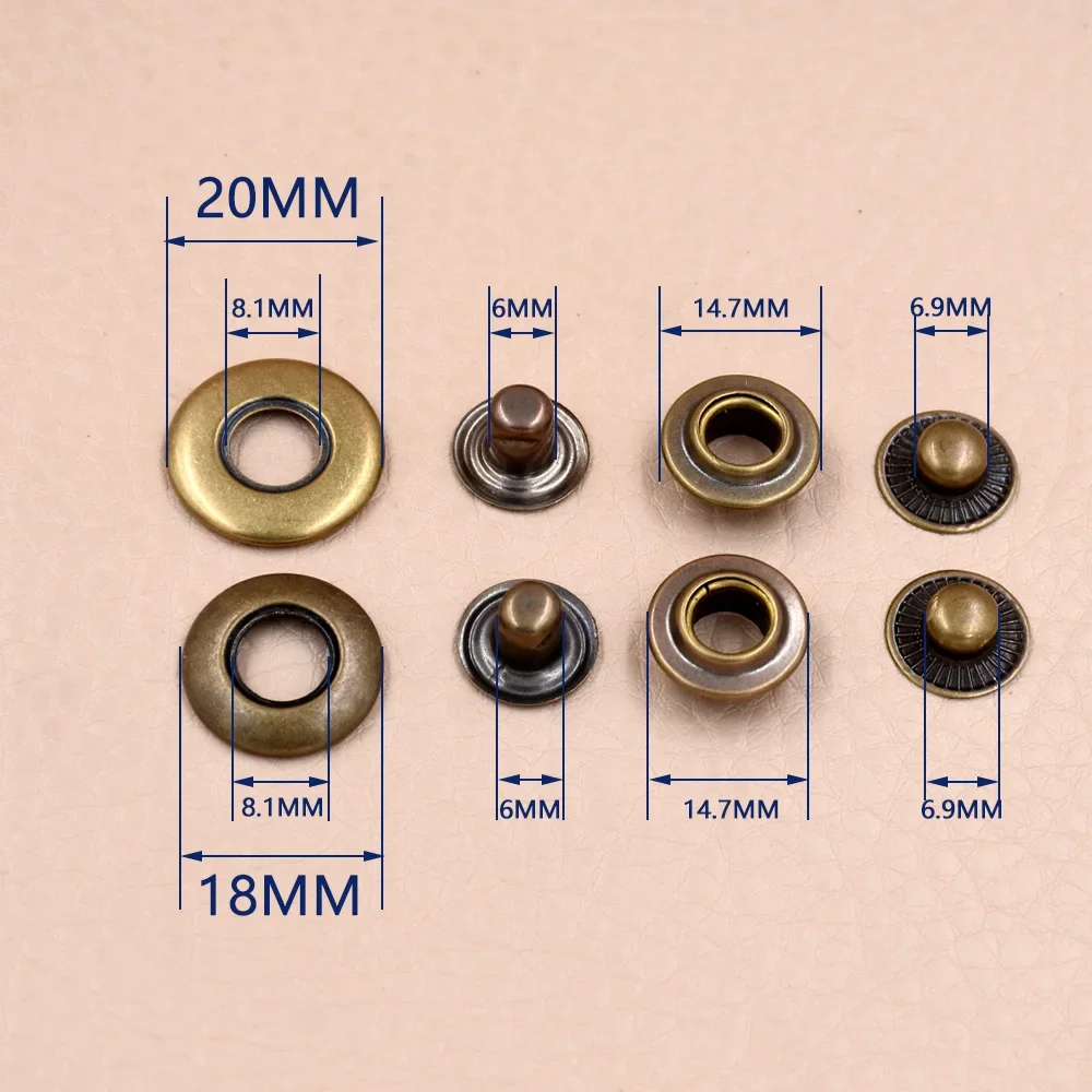 60sets(4pcs 1set) Button.Brass snap rivet. Metal buckle combination.Clothing & Accessories. Sewing repair.Metal buttons.