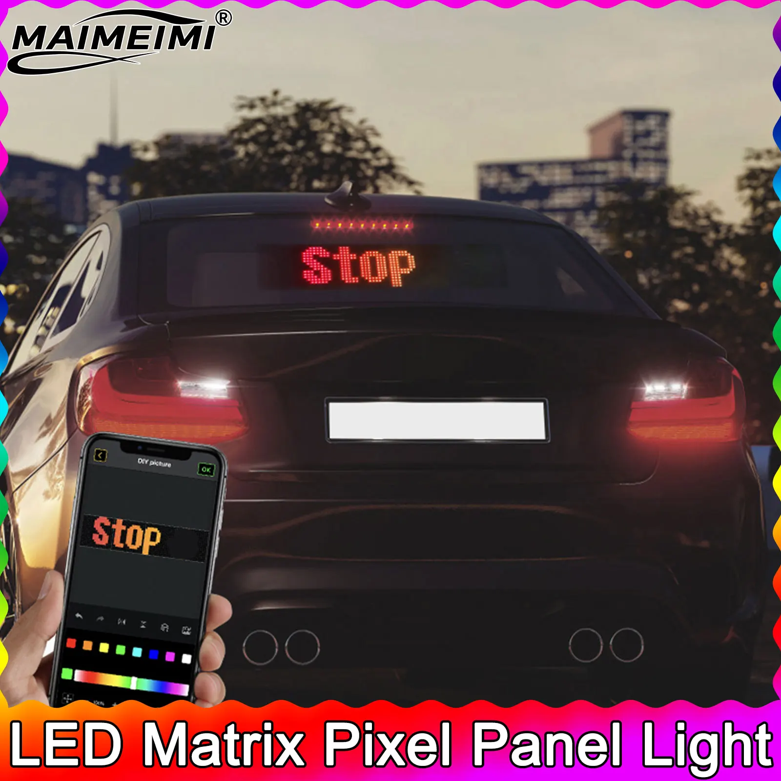 LED Matrix Pixel Panel Light Demon Eyes Car LED Logo APP LED Light DIY Programmable Flexible LED Display for Car Truck Accessori
