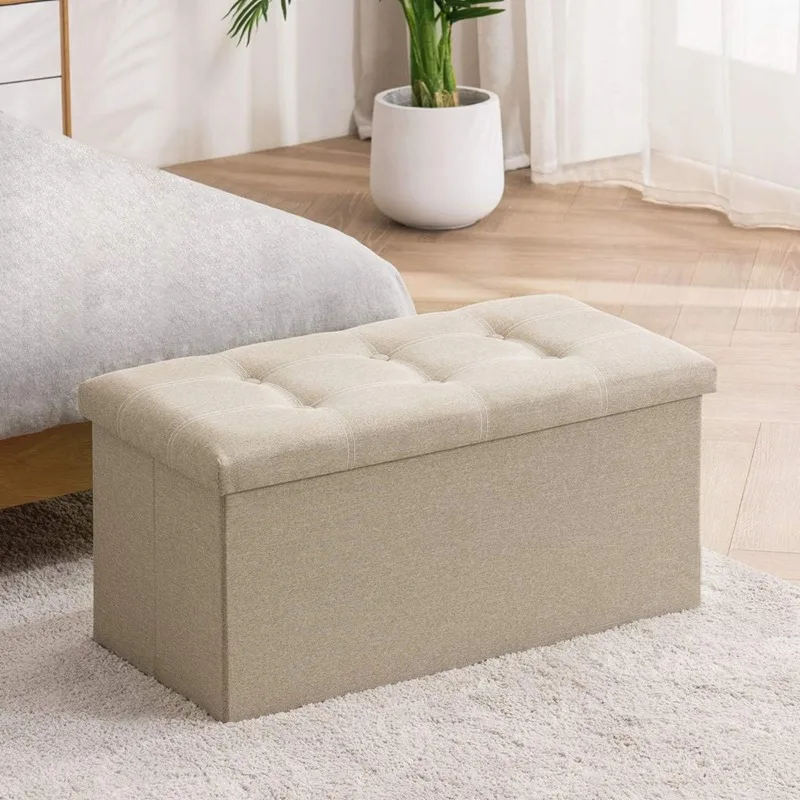 

Folding Storage Ottoman Bench, Footrest Couch for Living Room, 30 inch Storage Bench with Padded Seat for Bedroom Hallway