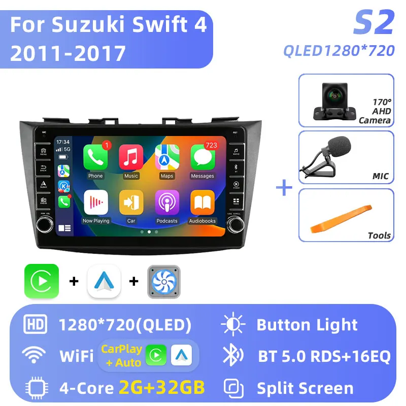 For Suzuki Swift 4 2011 - 2017 Car Radio Intelligent Android 16 Auto Multimedia Video Player Stereo CarPlay GPS Navigation 2 Din image 3