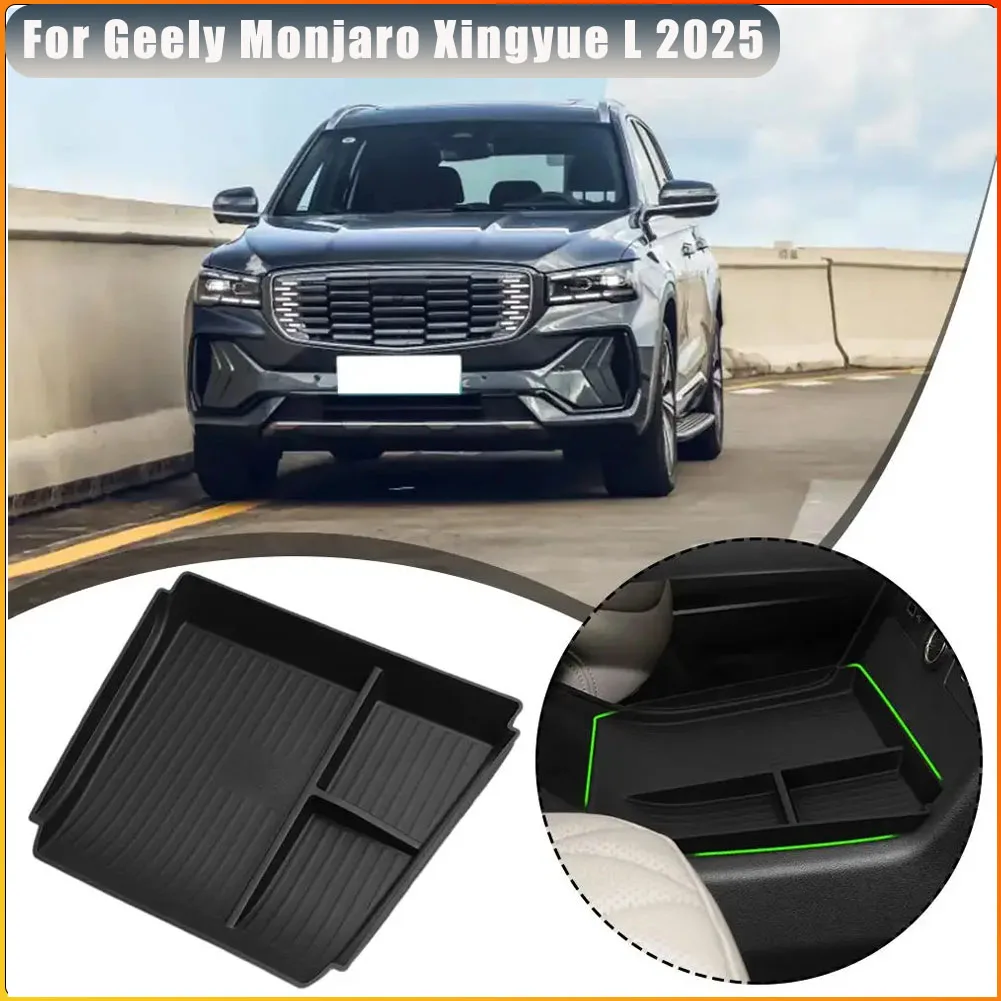 Caixa de armazenamento de carro preta, acessórios interiores do carro, console central, organizador inferior, aparelho de carro para geely monjaro xin