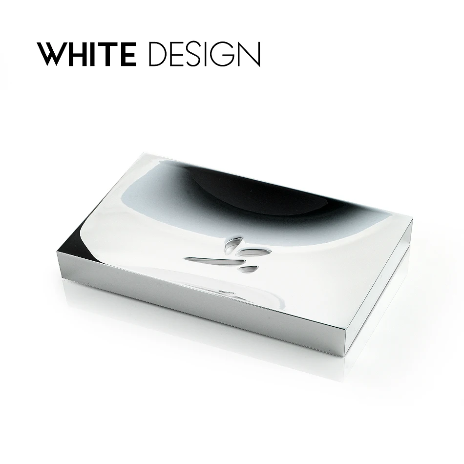 ‌Aluminum Mirror Square Soap Dish, Premium Bathroom Storage with Drainage, Modern Vanity Organizer for Space Saving