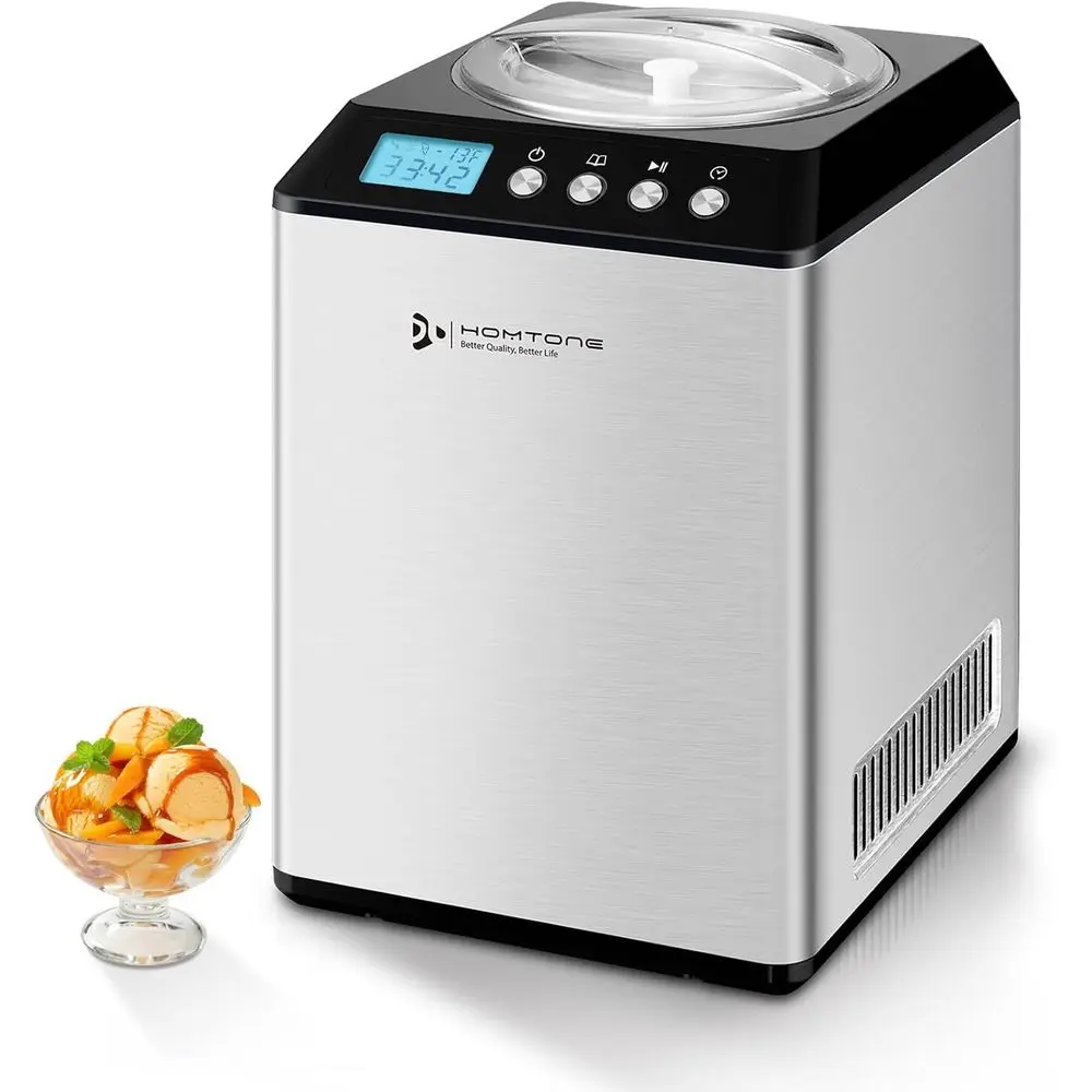

2.64QT Ice Cream Maker with Compror, Largest acity Automatic Ice Cream Maker hine - No Pre reezing, Gelato Maker with 3 es, LCD