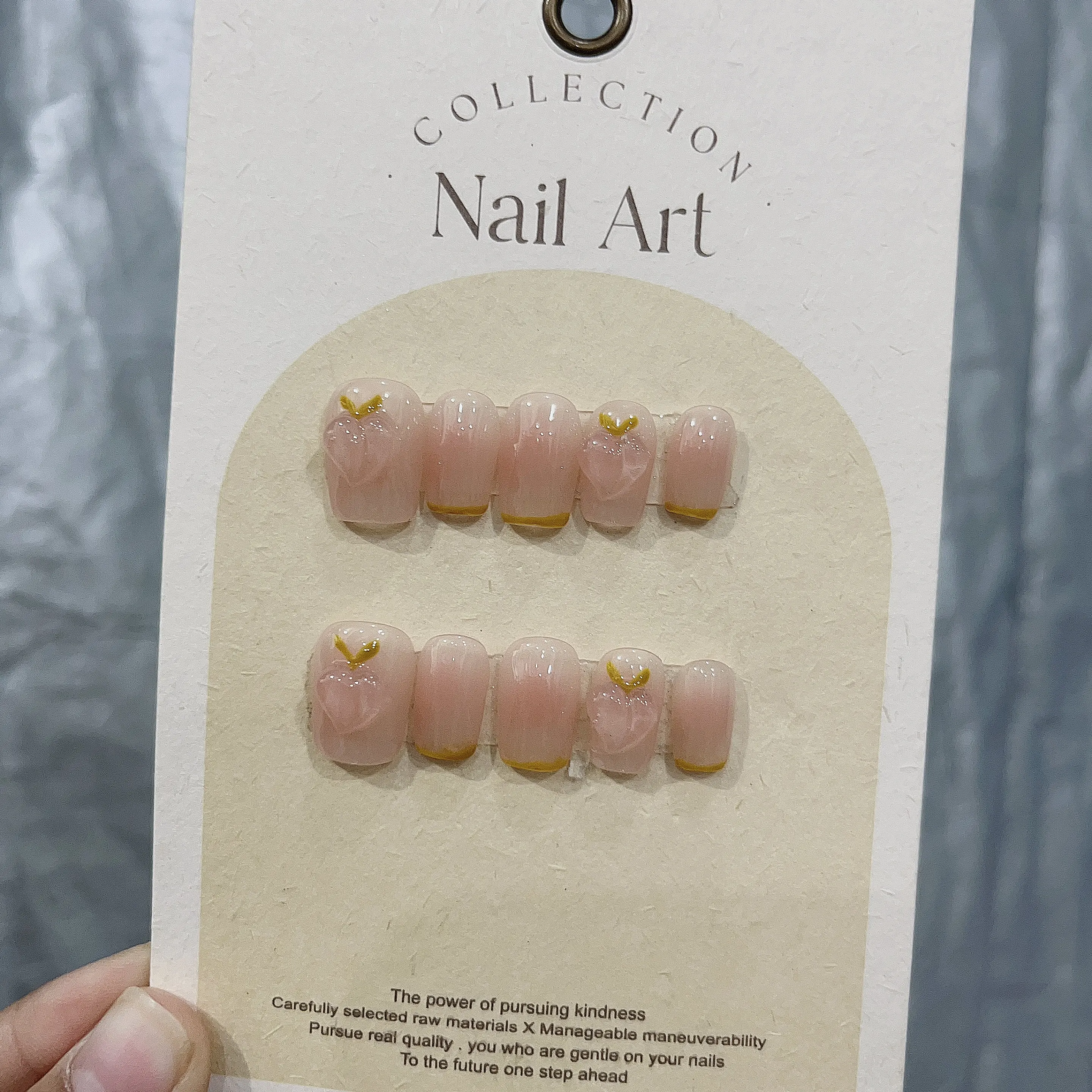 Emmabeauty Peachy Blush Press On Nails,Short Length,Handmade with Natural and Healthy Gel,No Damage to Your Real Nails.No.19302