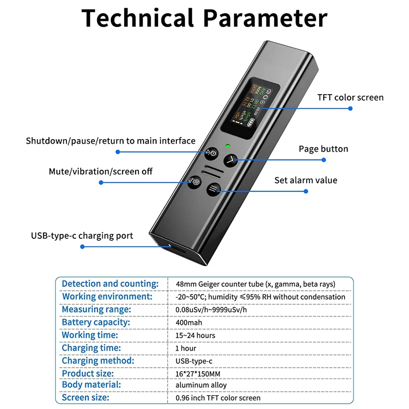 

Classy-Geiger Counter Nuclear Radiation Detector Radioactive Detector Portable Radiation Dosimeter