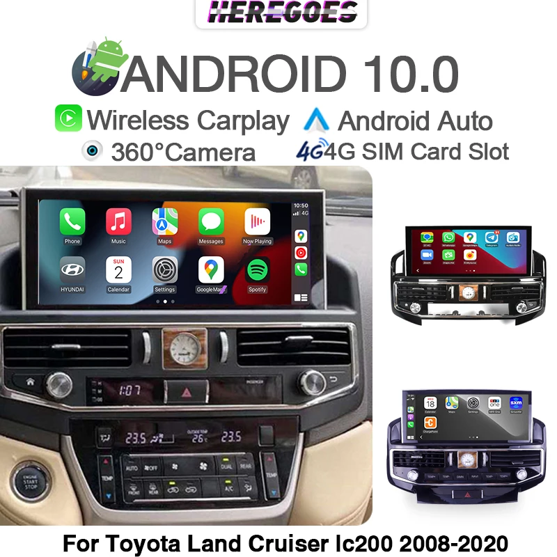 

Carplay 12.3" Android 10 Car Radio For TOYOTA LAND CRUISER 200 LC200 2007-2020 GPS Stereo DVD Multimedia Player 1920*720 Screen