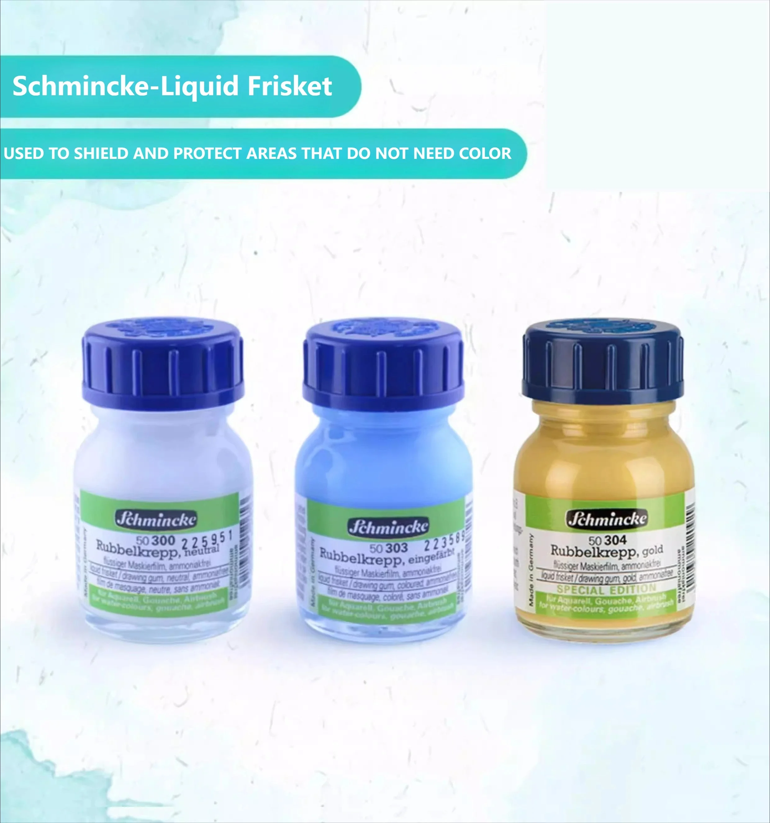 Deutscher Schmincke – Abdeckflüssigkeit, Zeichenkleber, Dosierstift, blaue Abdeckflüssigkeit für deckende Bereiche von Gemälden auf Aquarellpapier