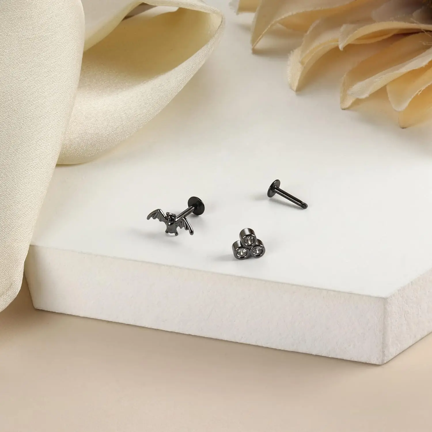 florideco Piercing Jewelry for Women Men Helix Cartilage Conch Earring Stud Stainless Steel Internally Threaded Lip Nose Studs