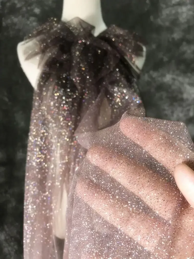 7 Colors Gradient glitter lace fabric purple sequin soft tulle Fabric For Baby Tutu Dress, Gowns, Wedding Veil, Home Decoration